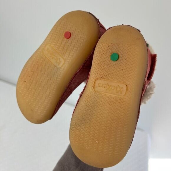 Kickers Baby Size 18mo months  Little Red Glitter Booties Boots Faux Fur Trim 18 - Picture 9 of 12